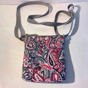 Stylish Gray and Pink Paisley Crossbody Bag